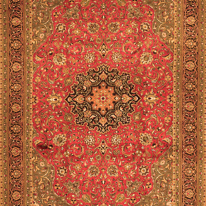 Serging Thickness of Machine Washable Medallion Orange Traditional Area Rugs, wshtr1887org
