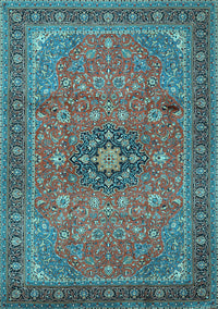 Medallion Light Blue Traditional Rug, tr1887lblu