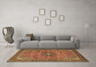 Machine Washable Medallion Brown Traditional Rug in a Living Room,, wshtr1887brn