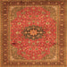 Serging Thickness of Medallion Orange Traditional Rug, tr1887org