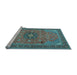 Sideview of Machine Washable Medallion Light Blue Traditional Rug, wshtr1887lblu