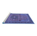 Sideview of Machine Washable Medallion Blue Traditional Rug, wshtr1887blu