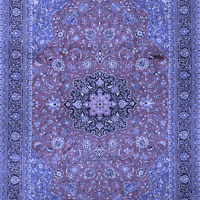 Machine Washable Medallion Blue Traditional Rug, wshtr1887blu