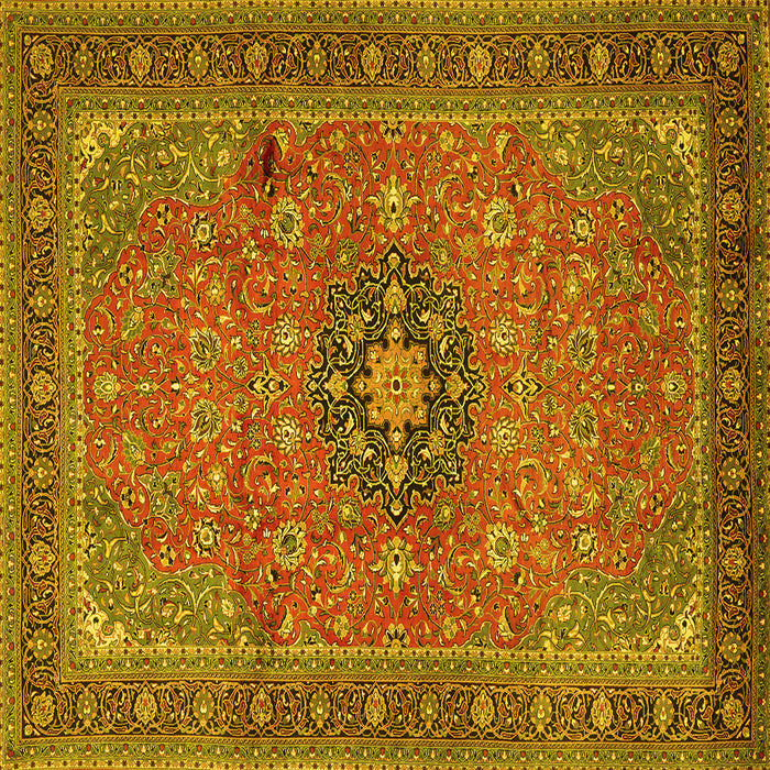 Square Medallion Yellow Traditional Rug, tr1887yw