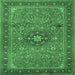 Square Medallion Emerald Green Traditional Rug, tr1887emgrn