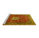 Sideview of Machine Washable Medallion Yellow Traditional Rug, wshtr1888yw
