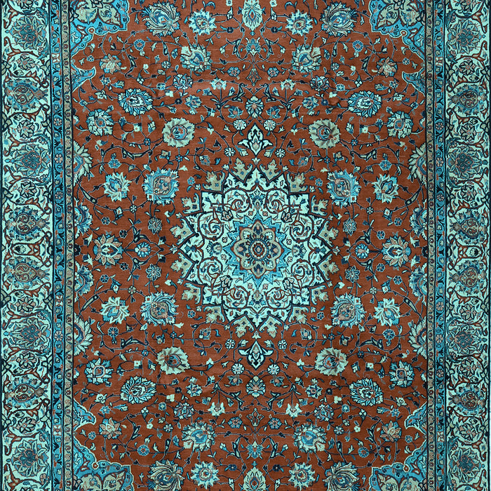 Machine Washable Medallion Light Blue Traditional Rug, wshtr1888lblu