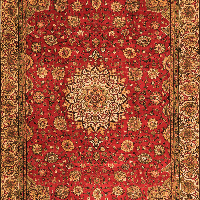 Serging Thickness of Machine Washable Medallion Orange Traditional Area Rugs, wshtr1888org