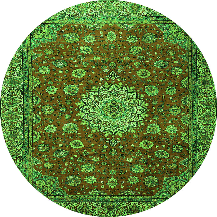 Square Medallion Green Traditional Rug, tr1888grn