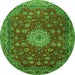 Square Medallion Green Traditional Rug, tr1888grn