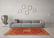 Machine Washable Medallion Orange Traditional Area Rugs in a Living Room, wshtr1888org