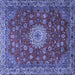 Square Medallion Blue Traditional Rug, tr1888blu
