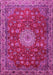 Machine Washable Medallion Pink Traditional Rug, wshtr1888pnk