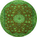 Machine Washable Medallion Green Traditional Area Rugs, wshtr1888grn