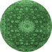 Round Medallion Emerald Green Traditional Rug, tr1888emgrn