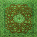 Round Machine Washable Medallion Green Traditional Area Rugs, wshtr1888grn