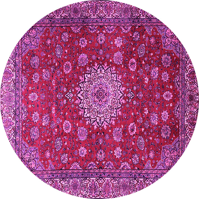 Round Medallion Pink Traditional Rug, tr1888pnk