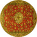 Round Medallion Yellow Traditional Rug, tr1888yw