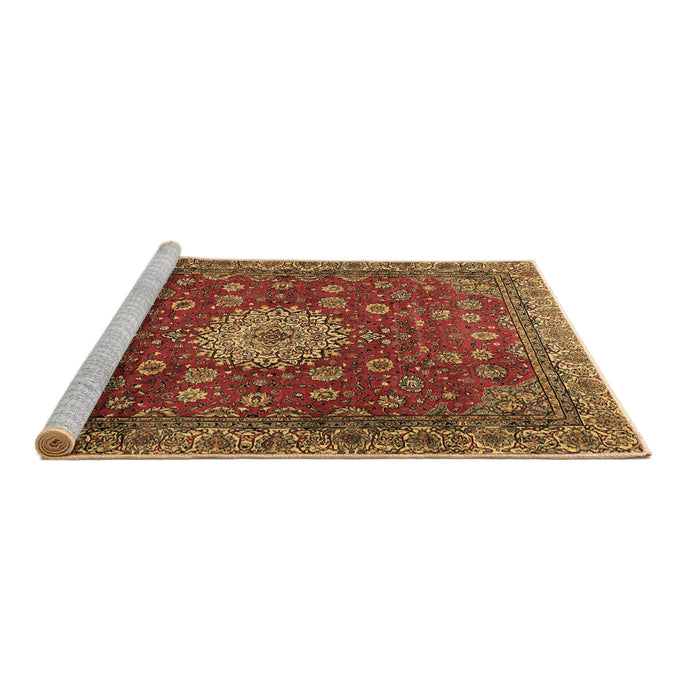 Sideview of Machine Washable Medallion Brown Traditional Rug, wshtr1888brn