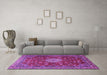 Machine Washable Medallion Purple Traditional Area Rugs in a Living Room, wshtr1888pur