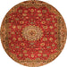 Machine Washable Medallion Orange Traditional Area Rugs, wshtr1888org