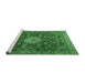 Sideview of Machine Washable Medallion Emerald Green Traditional Area Rugs, wshtr1888emgrn