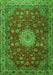 Serging Thickness of Machine Washable Medallion Green Traditional Area Rugs, wshtr1888grn