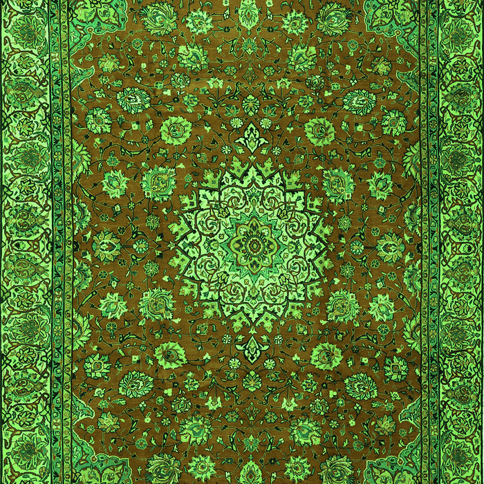 Serging Thickness of Machine Washable Medallion Green Traditional Area Rugs, wshtr1888grn