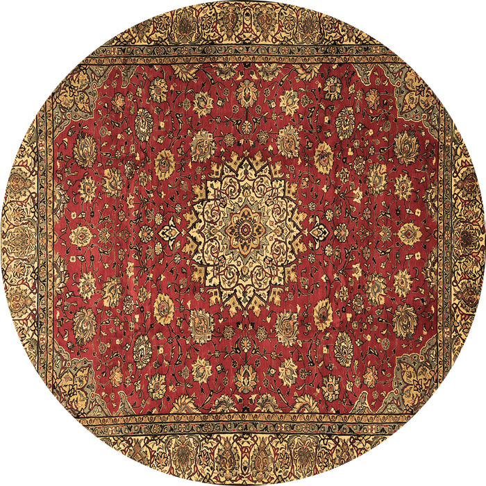 Round Medallion Brown Traditional Rug, tr1888brn