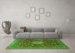 Machine Washable Medallion Green Traditional Area Rugs in a Living Room,, wshtr1888grn