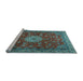 Sideview of Machine Washable Medallion Light Blue Traditional Rug, wshtr1888lblu