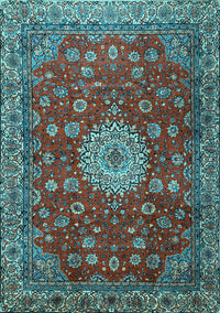 Medallion Light Blue Traditional Rug, tr1888lblu