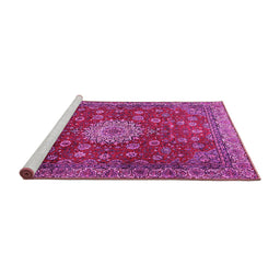 Sideview of Machine Washable Medallion Pink Traditional Rug, wshtr1888pnk