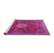 Sideview of Machine Washable Medallion Pink Traditional Rug, wshtr1888pnk