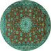 Round Medallion Turquoise Traditional Rug, tr1888turq