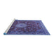 Sideview of Machine Washable Medallion Blue Traditional Rug, wshtr1888blu