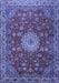 Machine Washable Medallion Blue Traditional Rug, wshtr1888blu