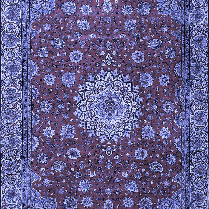 Machine Washable Medallion Blue Traditional Rug, wshtr1888blu