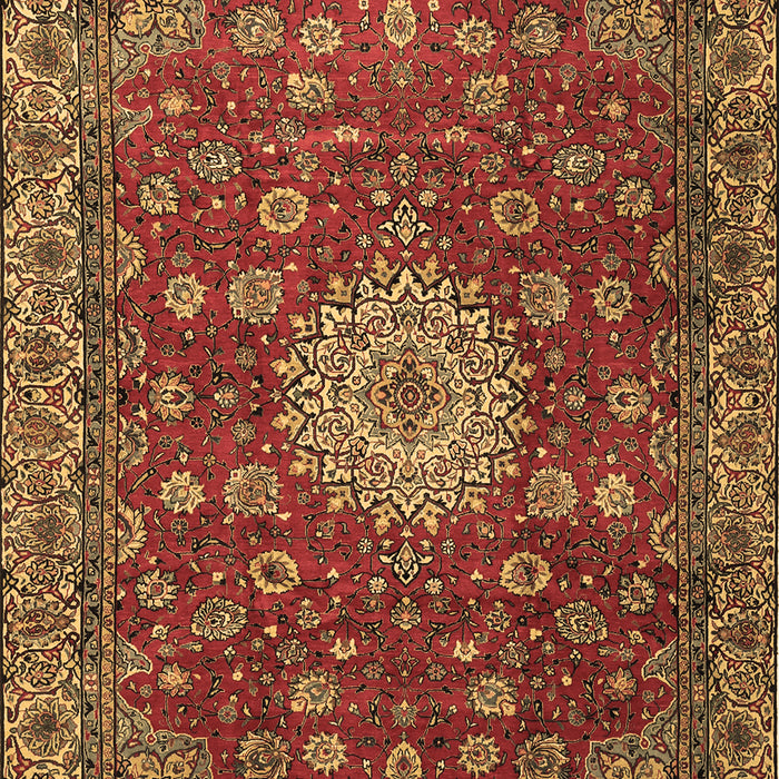 Machine Washable Medallion Brown Traditional Rug, wshtr1888brn