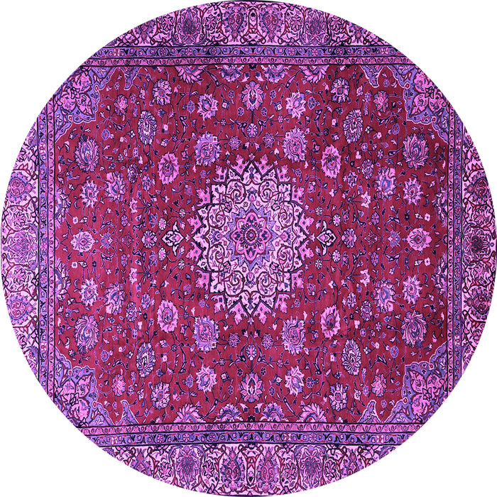 Round Medallion Purple Traditional Rug, tr1888pur