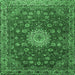 Square Machine Washable Medallion Emerald Green Traditional Area Rugs, wshtr1888emgrn