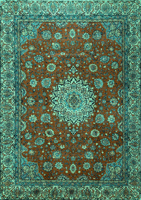 Medallion Turquoise Traditional Rug, tr1888turq