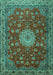 Medallion Turquoise Traditional Rug, tr1888turq