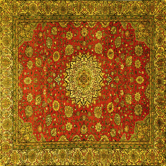 Square Medallion Yellow Traditional Rug, tr1888yw