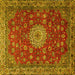 Square Medallion Yellow Traditional Rug, tr1888yw