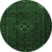 Round Persian Emerald Green Traditional Rug, tr1889emgrn