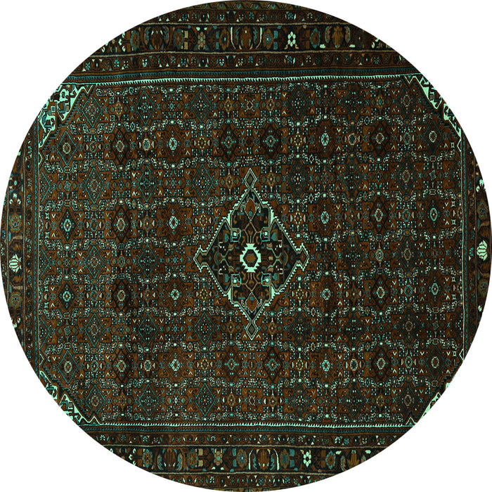 Round Machine Washable Persian Turquoise Traditional Area Rugs, wshtr1889turq