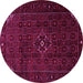 Round Machine Washable Persian Pink Traditional Rug, wshtr1889pnk