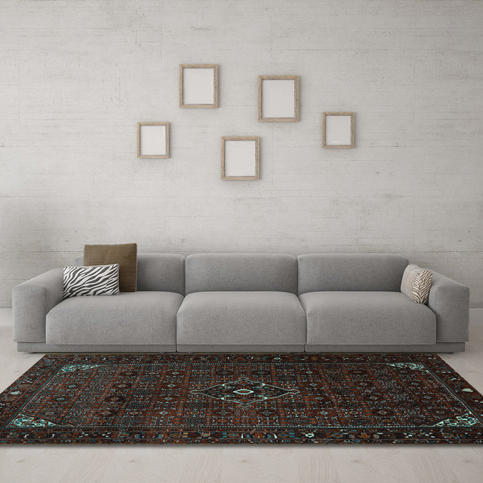 Machine Washable Persian Light Blue Traditional Rug in a Living Room, wshtr1889lblu