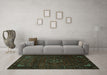 Machine Washable Persian Turquoise Traditional Area Rugs in a Living Room,, wshtr1889turq